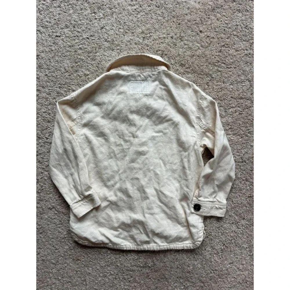 Old Navy Kids S 6-7 Cream Cotton Canvas Utility Chore Jacket Shacket Button Up
